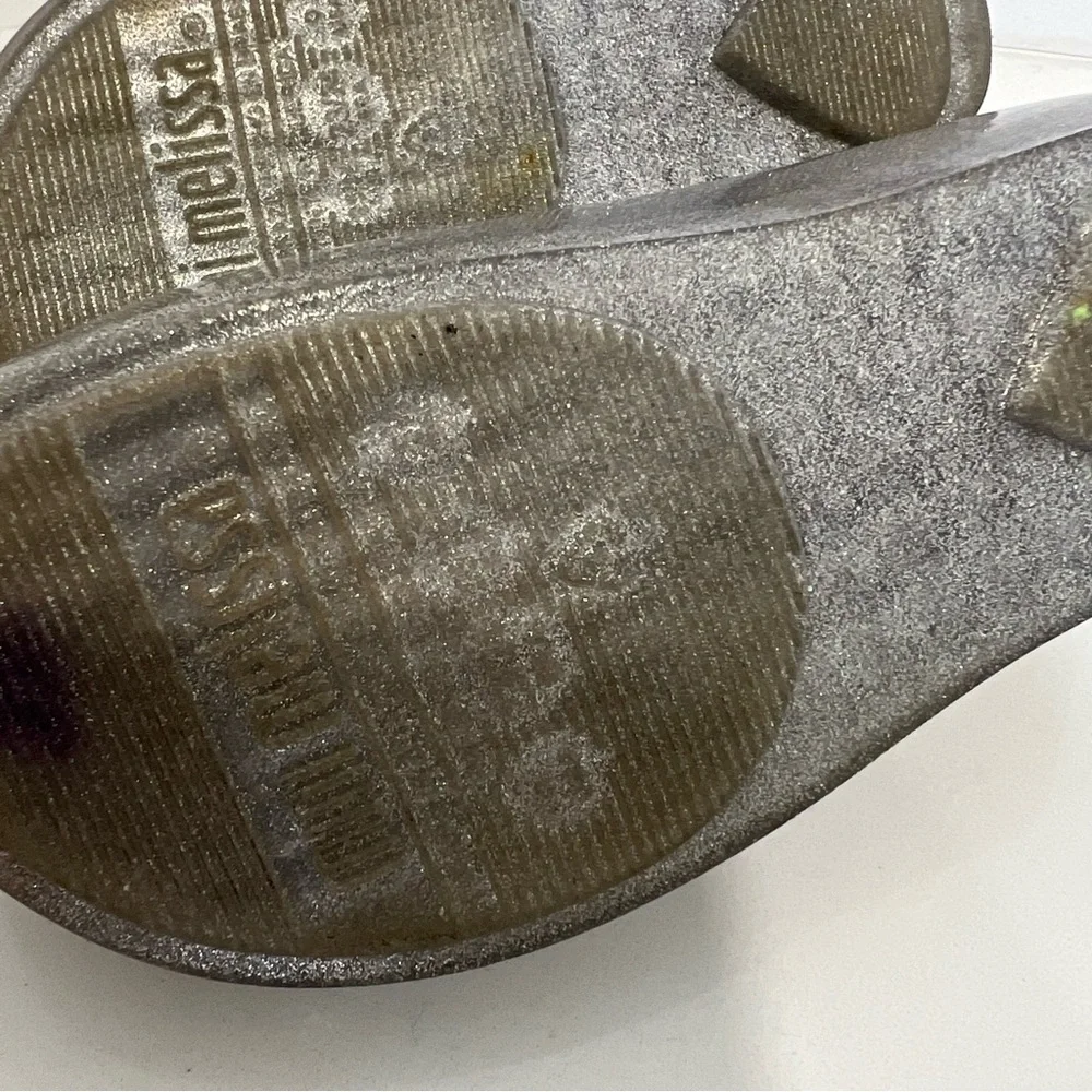 Mini Melissa Kids' Silver Glitter Shoes with Butterflies size 9